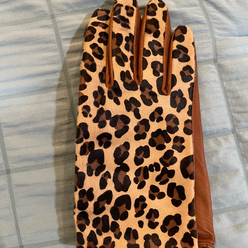 Genuine Italian leather and fur gloves